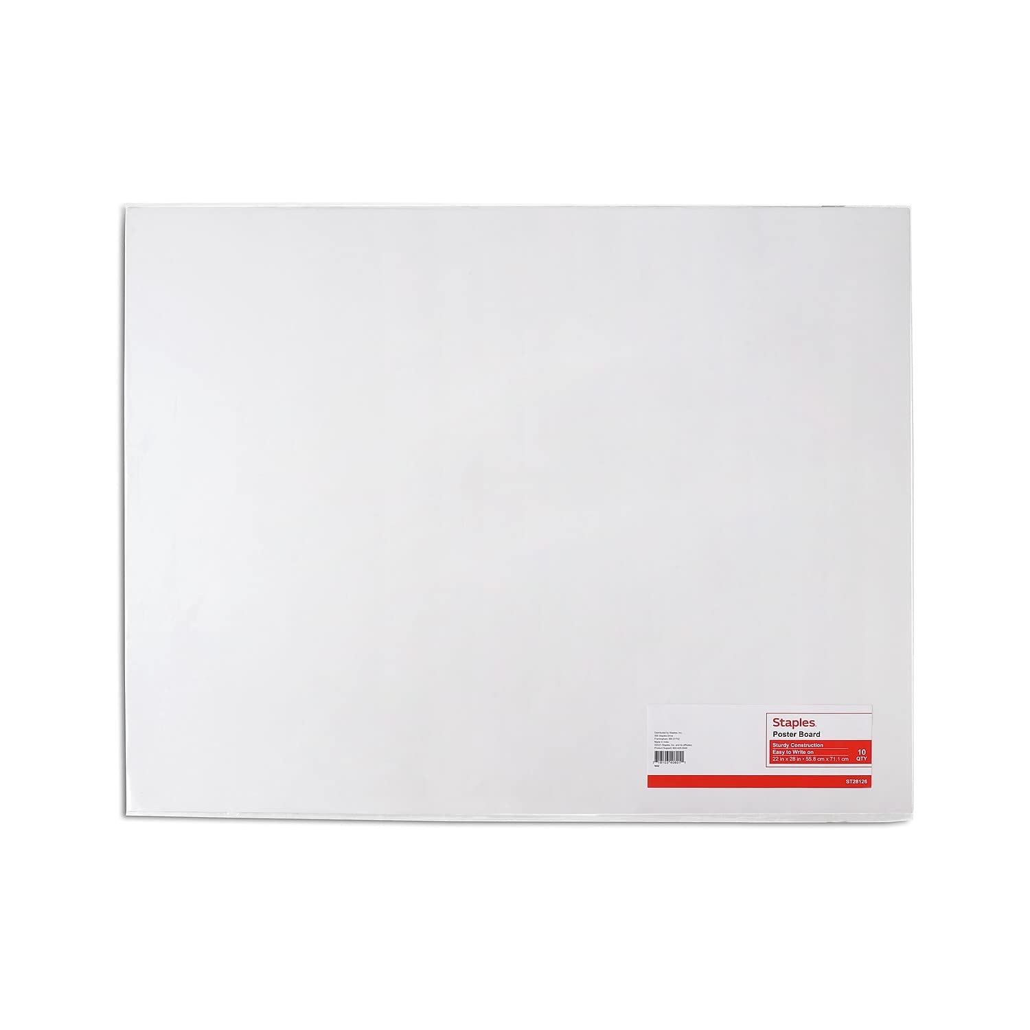Staples Poster Board, 22x28 Inch, White, 10/Carton, for School | Display boards 