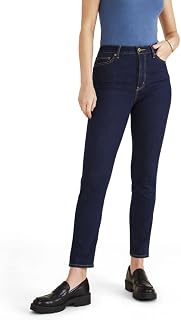Dockers Women's Slim Fit High Rise Jean Cut Pants, (New) Dark Indigo Stonewash (Denim), 28