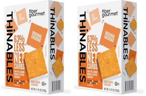 Fiber Gourmet Thinables Baked Cheese Crackers - Real Cheddar - (Pack of 2) | Hea