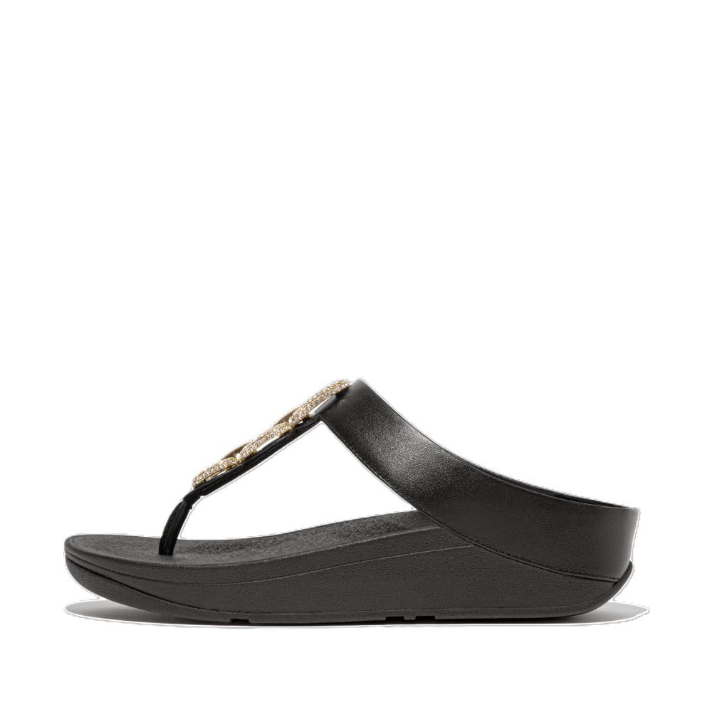 Fitflop Women's Thin Leather Sandals with Crystal Chain