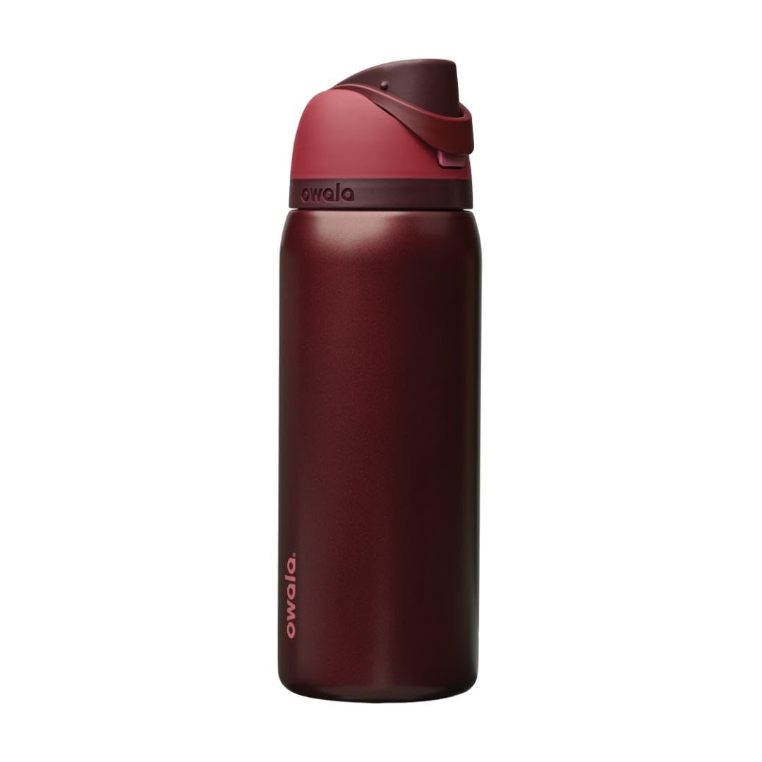 Owala FreeSip Insulated Stainless Steel Water Bottle, 945ml, Black Cherry | Insu