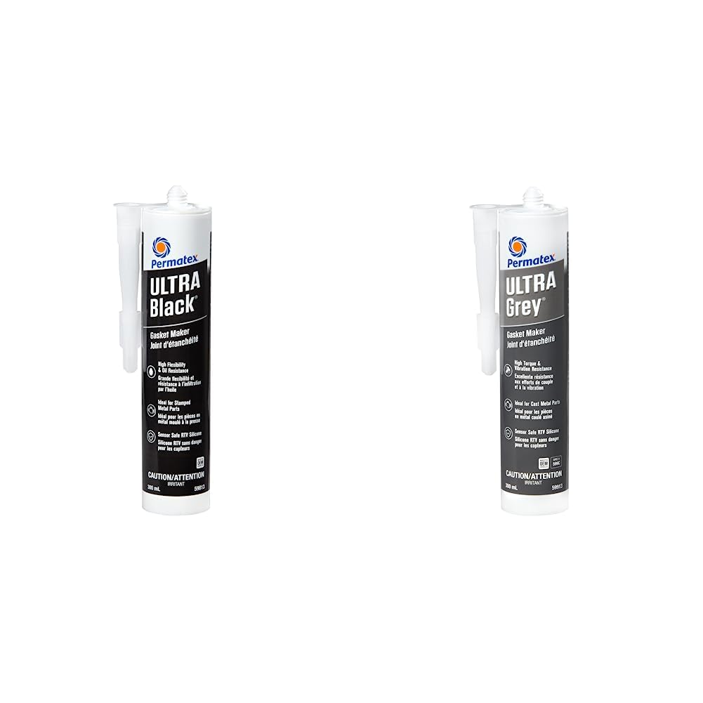 Permatex 59813 Ultra Black Gasket Maker 598C, 300ml & 59913 Ultra Grey Gasket Ma