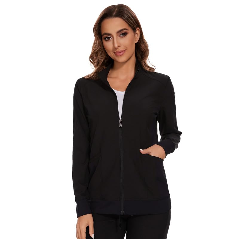 COZYFIT Scrub Jackets for Woman, Zip Front Nurse Jacket | 4-Way Stretch Fabric, 