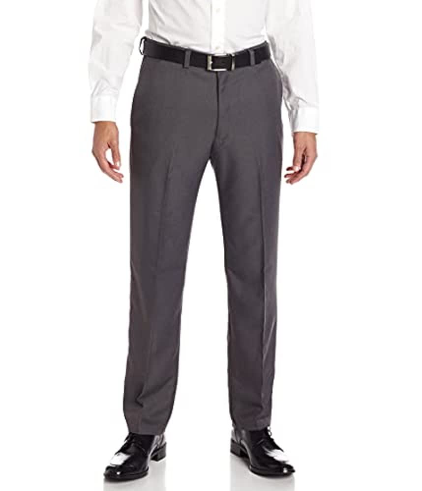 Haggar Men's Cool 18 Stria Hidden Expandable Waistband Plain Front Pant