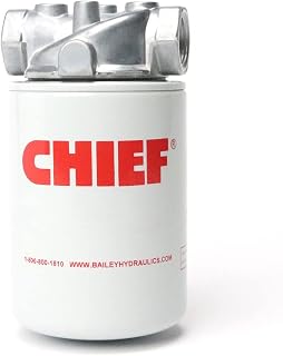 Chief Spin-On Hydraulic Filter Assembly, 10 Micron, 250 PSI, 25 GPM | 1-yr Warranty, 3/4 NPTF Port, 1"-12 Thread, Use in Low Pressure, Return-Line Applications