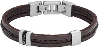 Fossil bracciale da uomo in acciaio inossidabile o pelle con chiusura a libro