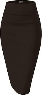 Hybrid & Company Women's Premium Nylon Ponte Stretch High Waist Pencil Suit Skirt Below Knee