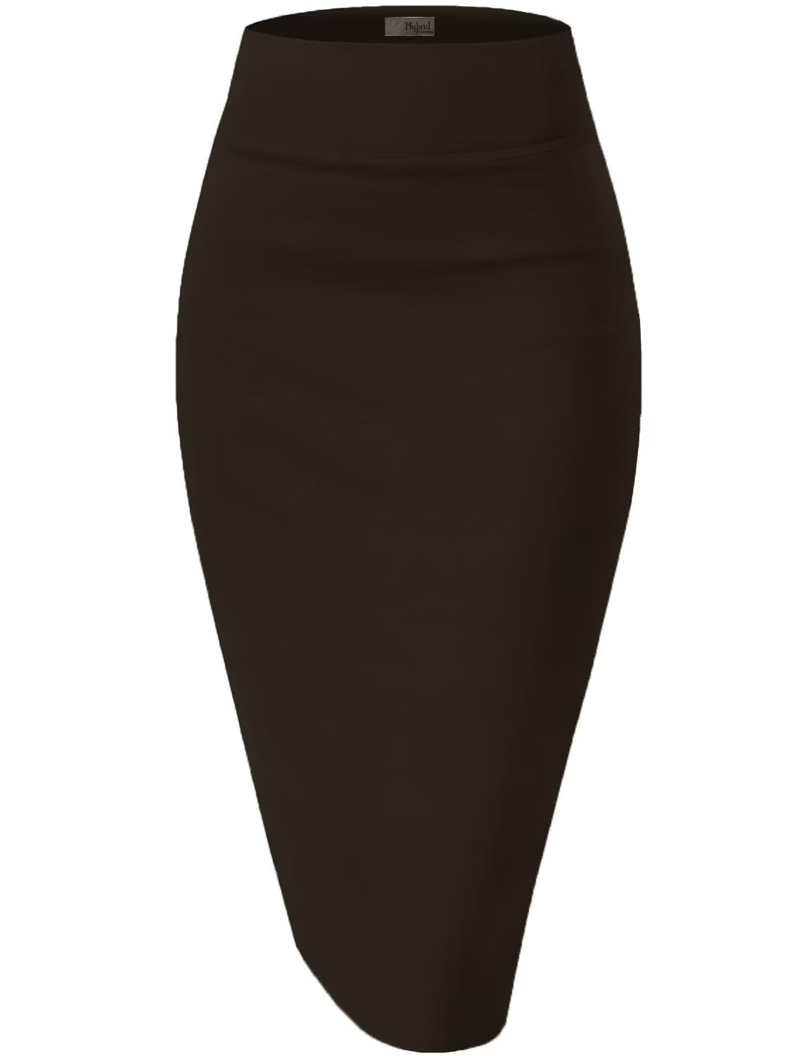 Hybrid & Company Women's Premium Nylon Ponte Stretch High Waist Pencil Suit Skir