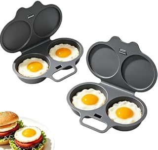 2PCS Dual Cavity Microwave Egg Poacher With Lid & Handle, Microwave Egg Boiler Poacher, Nonstick Poached Egg Maker, Quick-Heat Microwave Egg Cooker for Kitchen Cooking Tool