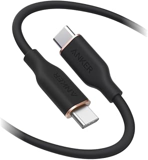 Anker PowerLine III Flow USB-C & USB-C Cable (6ft Midnight Black) | type-c usb-c cable type-c tangle-free cable 240W with cable ties USB PD compatible silicone material for iPhone 18 / 17 / 16
