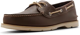 Sperry Men's Leeward 2-Eye Leather Boat Shoe, Dark Brown, 10.5