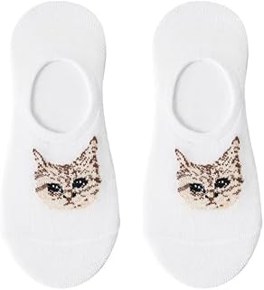 2 pairs of cute cat patterned boat socks, invisible socks for women