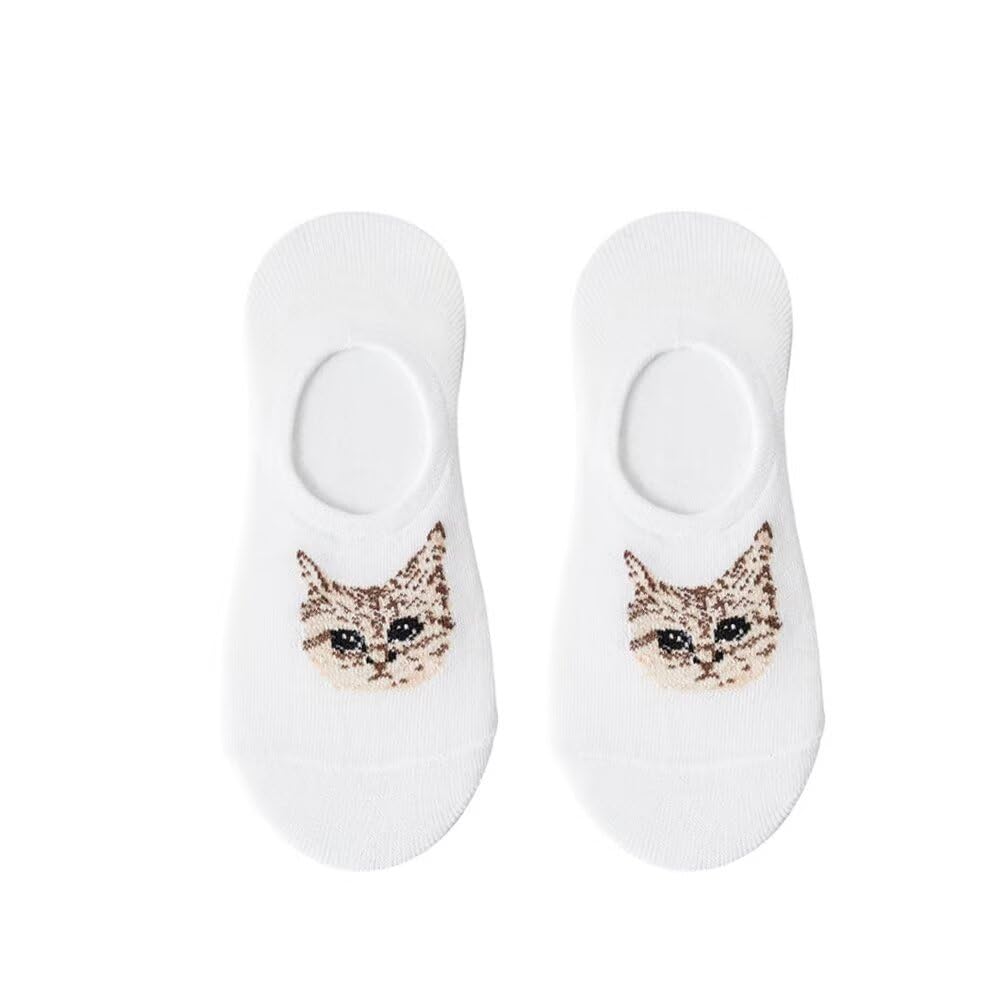 2 pairs of cute cat patterned boat socks, invisible socks for women
