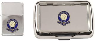 Football Polished Chrome Tobacco Tin and Stormproof Petrol Lighter Birmingham