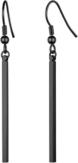 FindChic Stainless Steel Bar Drop Earrings 18K Gold Plated Thin Flat Geometric Round/Stick/Rectangle Pierced Linear Hypoallergenic Dangle Earrings for Women