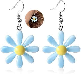 Fun Flower Daisy Earrings for Women-Acrylic Unique Dangle Drop Earring Wild Lily Petals Hawaii Plant Jewelry Gifts for Teachers