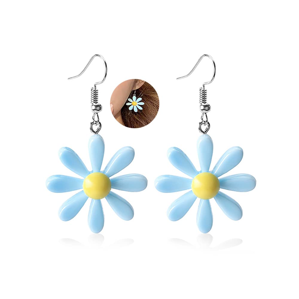 Fun Flower Daisy Earrings for Women-Acrylic Unique Dangle Drop Earring Wild Lily