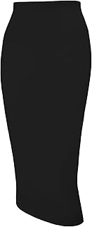 Tapata Women's Midi Short Skirt High Waist Stretch Slim Work Pencil Skirt with Slit Knee Length
