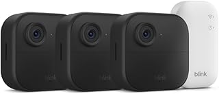 Blink Outdoor 4 – Wireless smart security camera, two-year battery life, 1080p HD day and infrared night live view, two-way talk. Sync Module Core included – 3 camera system