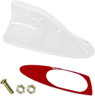 QEUOBUE Car Shark Fin Antenna Cover, Radio Signal Aerial Cover (White) | Plastic Automotive Top Roof Mount Decoration Accessories with Adhesive Tape for Car Truck SUV