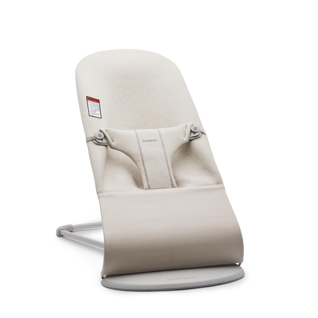 BabyBjörn Bouncer Bliss, Light Beige, 3D Jersey | 2-in-1 Adjustable Baby Bouncer