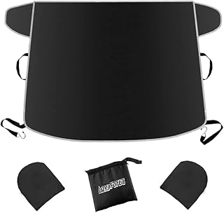 LoyaForba 51.18x83.07 Inch Windshield Snow Cover, Frost Sunshade, Black | all-weather protection, shields from snow and ice, covers the front glass and wipers, for cars SUVs and vans