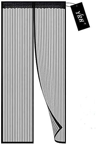 YRH Magnetic Fly Screen Door (90x210cm, Black) | Heavy Duty Self-Sealing Mesh,Po