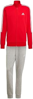 adidas M 3s Ft Tt Ts Tracksuit, Top:Scarlet/White Bottom:Medium Grey Heather/White, 3 Men