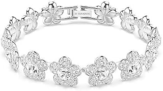 Swarovski Ariana Grande x bracelet, Round cut, Flower, White, Rhodium plated