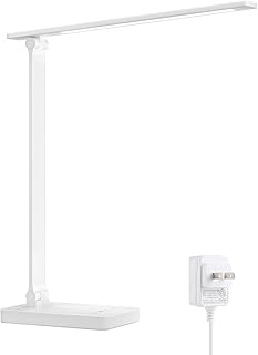 Lepro LED Desk Lamp 9.5W 800lm, Metal Desk Light for Home Office, White | 5 Colors 5 Brightness, Dimmable Task Light, Eye Caring, Home Office Desktop Lamp for Reading, Crafting, Sewing, Puzzle, Nail