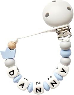 Twinkle Star Baby Personalised Crown Silicone Dummy Clip (Blue/Grey)