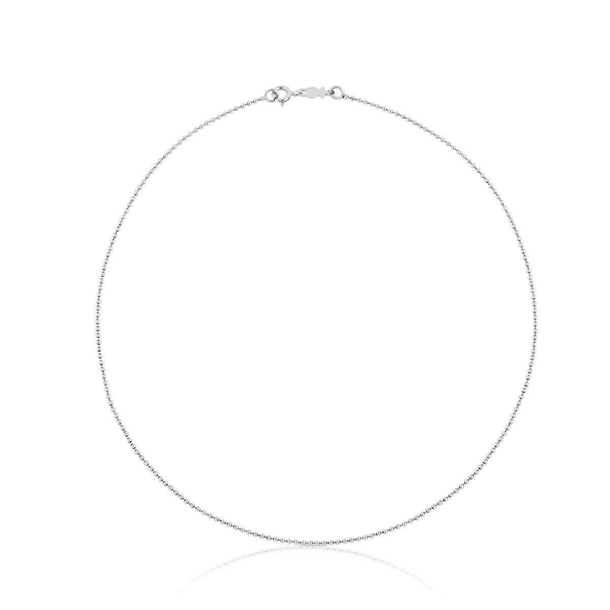 TOUS Sterling Silver Choker Necklace for Women with 1/8" Balls 40cm Long Classic