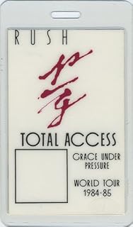 Rush 1984-85 Grace Under Pressure Laminated Backstage Pass