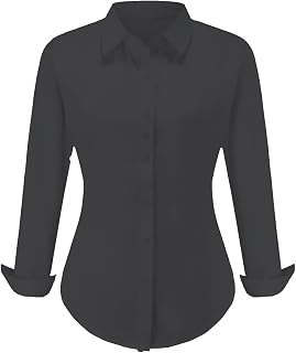 Womens Dress Shirts Long Sleeve NO Iron Shirt Wrinkle Free Work Top