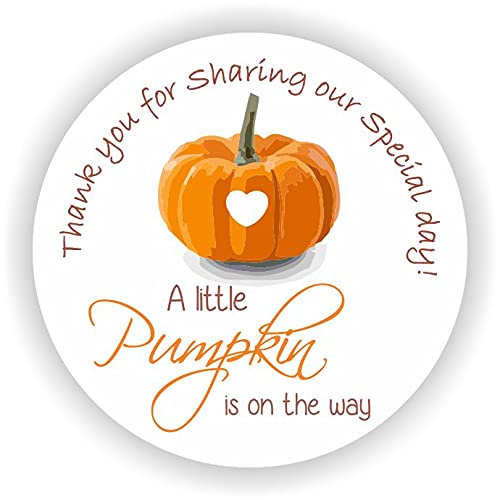 Baby Shower Stickers - A Little Pumpkin is on The Way Stickers - Thank You for C