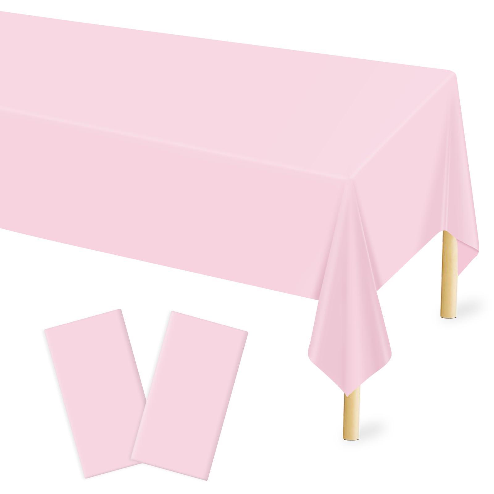 Mulbozy 2 Pcs Pink Plastic Tablecloth, Light Pink Table Cloth Disposable | 54×10