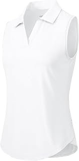 Gopune Women's Sleeveless Golf Polo Shirts Quick Dry Tennis Shirts Lightweight UPF 50+ Collared V-Neck Tank Tops