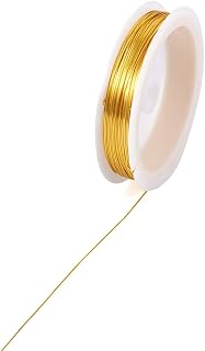 59.06ft/Roll Gold Copper Jewelry Wire for Jewelry Making Soft Round Artistic Wire Bead String Material for DIY Craft Making Spool 22 Gauge 0.6mm