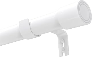 Venwemong Curtain Poles & Tracks Silver Curtain Pole for Eyelet Curtains, Windows, Living Room, Bathroom, Bedroom(White,84-150 cm/33-59 in)