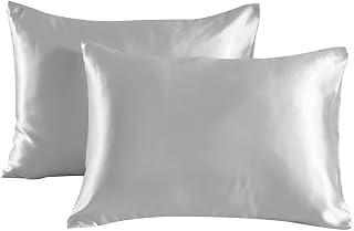 Set of 2 Satin Pillowcases for Hair and Skin, 20 x 30 Inches with Envelope Closure, Similar to Silk Pillowcases Gifts for Women and Men