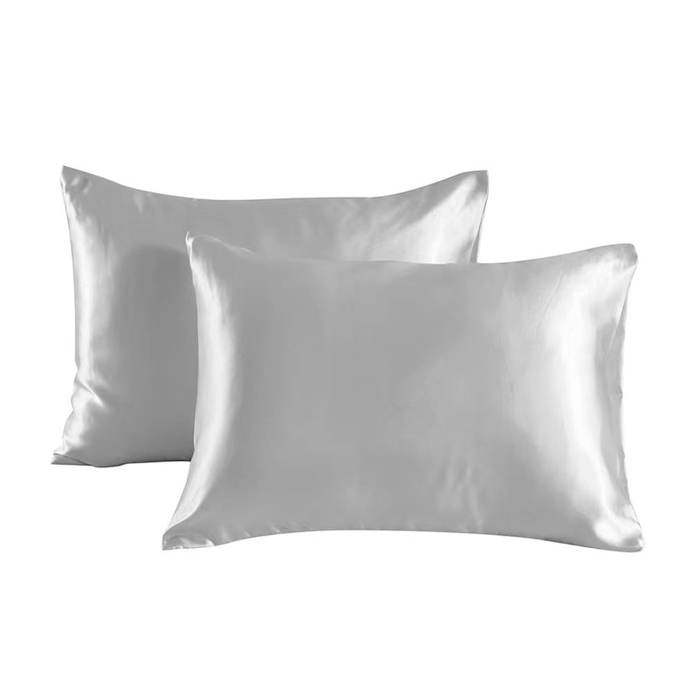 Set of 2 Satin Pillowcases for Hair and Skin, 20 x 30 Inches with Envelope Closu
