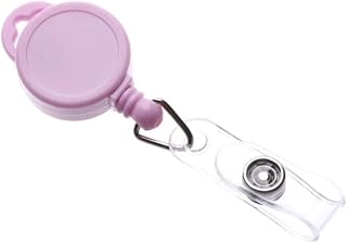 Retractable Badge Reel with Easy Pull Anti Lost Buckle (Pink)
