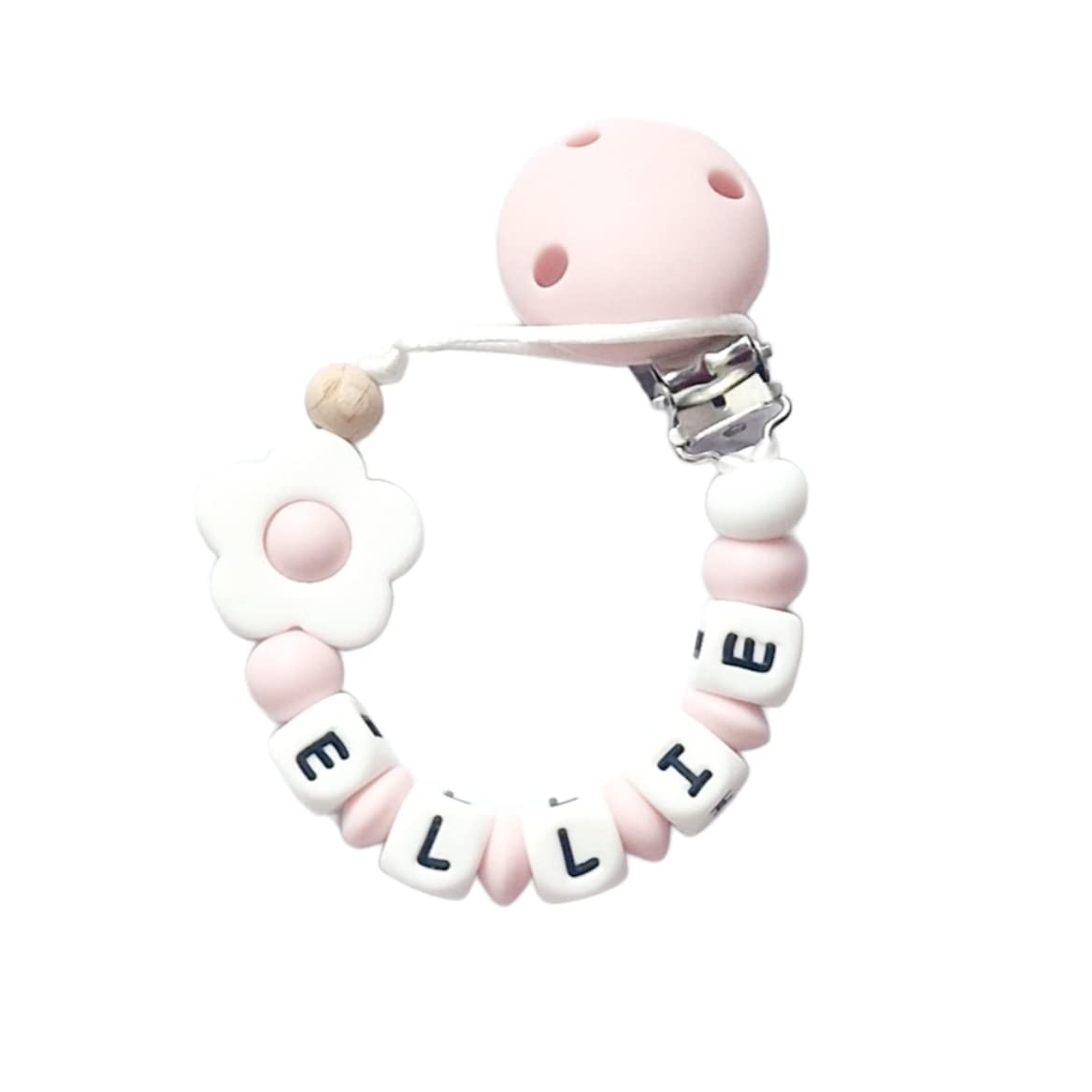 Twinkle Star Baby Custom Pink White Flower Dummy Clip