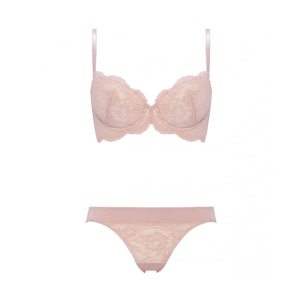 Amo Style 10219788 Daily AMOSTYLE 3/4 Bra & Shorts Set, Lace Rubber, Natural, Co