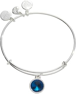 Alex and Ani - Braccialetto espandibile da donna, con cristalli di compleanno, finitura lucida, da 5 a 8,9 cm