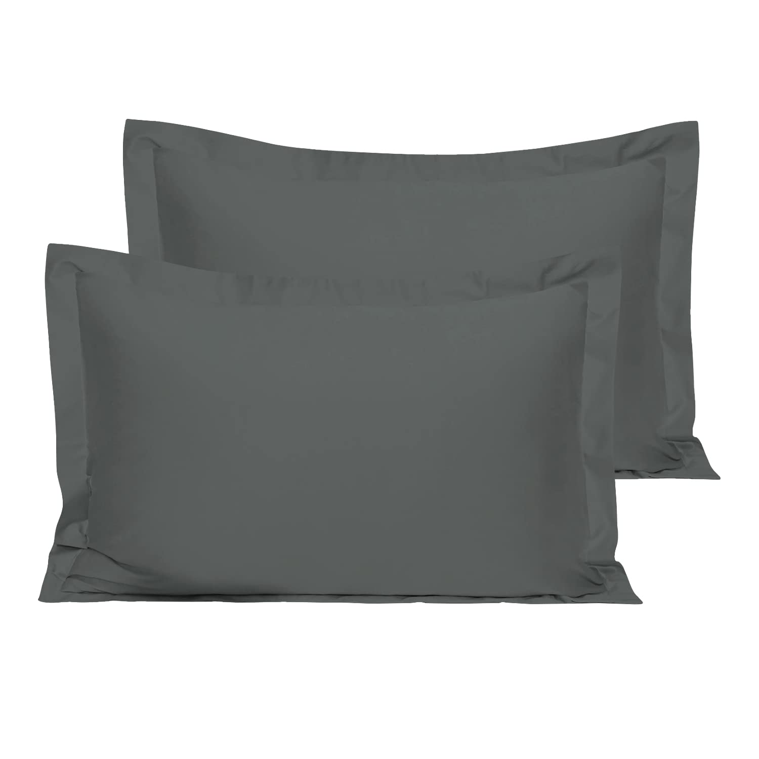 Pizuna Cotton Percale Housewife Pillowcases 2 Pack Dark Grey 50x75cm, 100% Long 