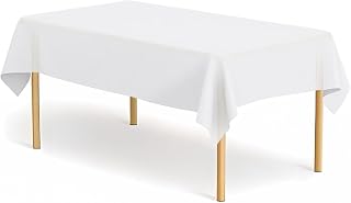 4 Pack White Tablecloth Plastic Rectangle Table Covers PEVA White Plastic Table Cloths for Parties Disposable 54 x 108 Inch Tablecloth for Birthday Party School Baby Shower Kitchen Dining