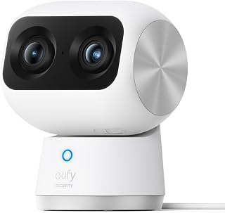 eufy Security 4K Indoor Cam S350, No Subscription, Dual Cameras, 8× Zoom | 360° Coverage,Works as a Pet Camera,Nanny/Senior/Baby Monitor,AI Auto-Tracking,Human/Pet/Cry Detection,2.4/5 GHz Wi-Fi