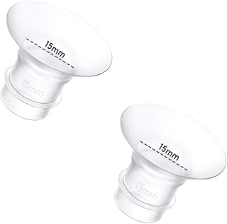 2PCS Flange Insert 15mm Compatible with Momcozy M9/M6/M5/S12 Pro/S9 Pro/S12/Medela/Spectra/Bellababy/Lansinoh/KORSKR S21 24mm Wearable Breast Pump Replacement Accessories, 24mm Breast Pump Parts