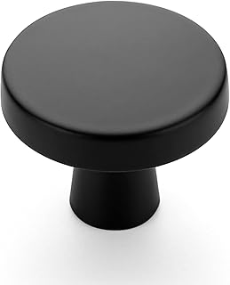 Ravinte Matte Black Drawer Pulls, 1-1/4 Inch Cabinet Knobs,25 Pack | Solid Zinc Alloy, Single Hole, Round Smooth Shape, Dresser Knobs,Simple Cabinet Hardware for Cupboard Drawer Pulls